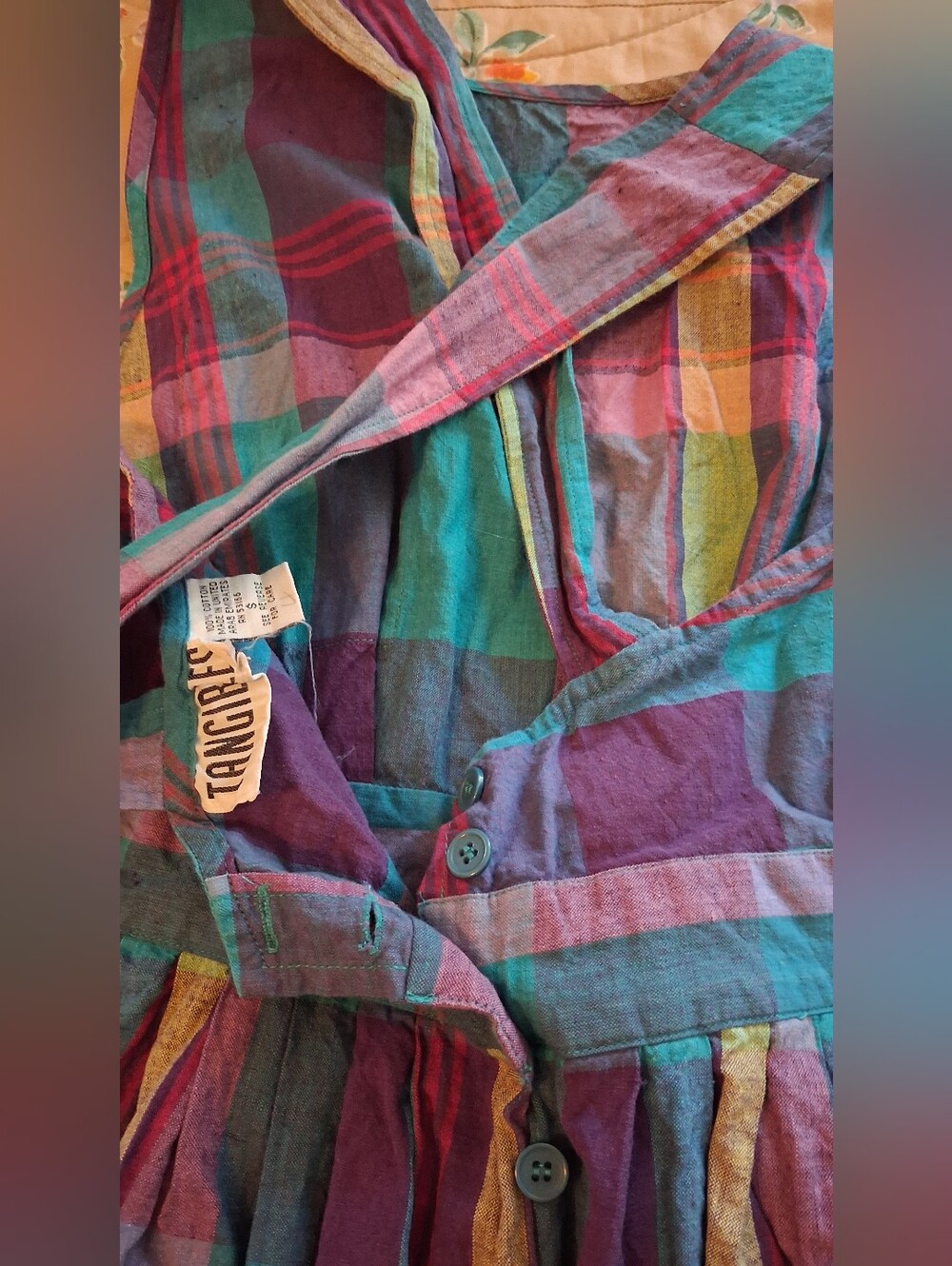 Madras Plaid crossed strap dress - Picture 5 of 5